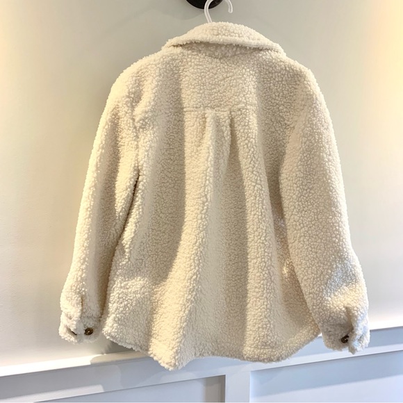 1. State Ivory Sherpa Button Front Shacket, Size Large - Picture 6 of 9